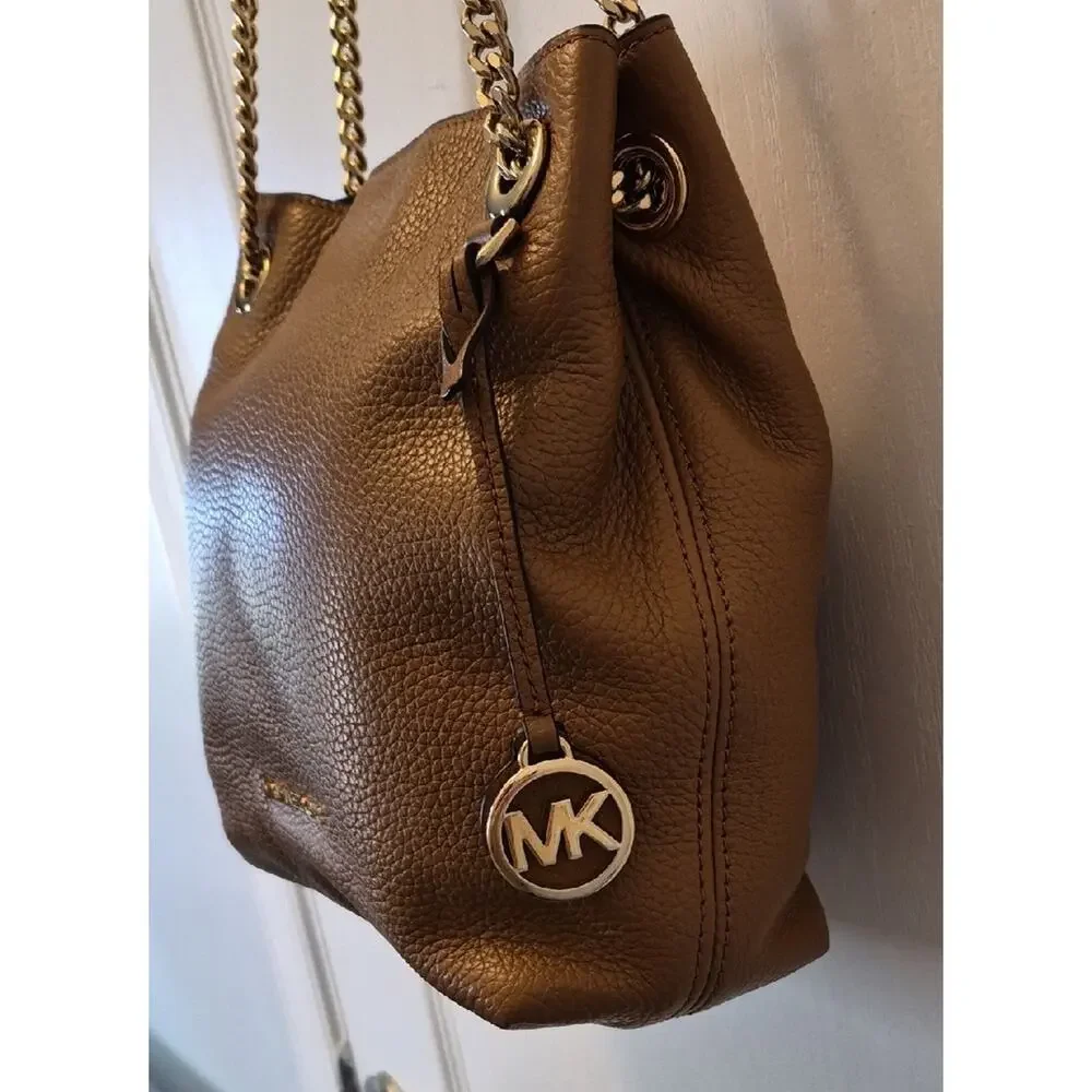 Michael Kors Camel Pebbled Leather Chain-Handle Tote EUC